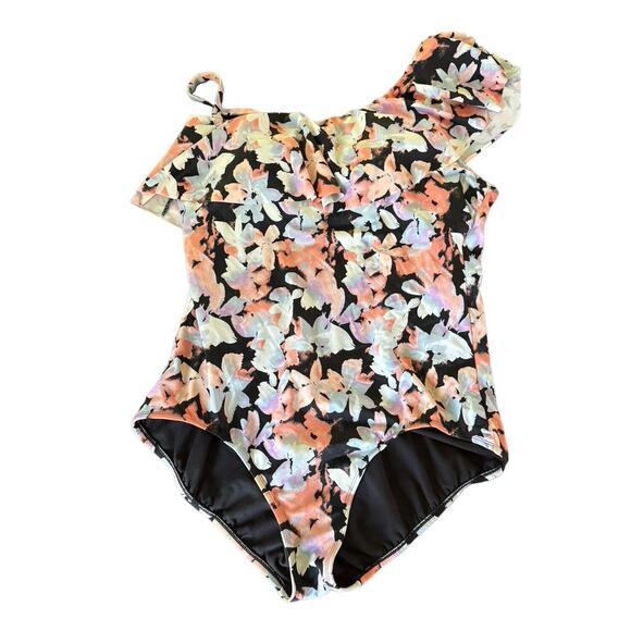 Time And Tru Bathing Suit 1X Multicolor Floral One Piece Women's Summer Beach - Picture 1 of 10